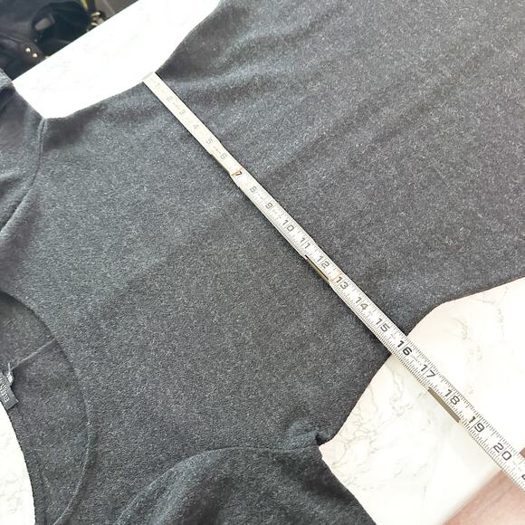 Eileen Fisher 100% Wool Maxi Dress Elbow Sleeve Scoop Neck Charcoal Gray Small P - Picture 10 of 12